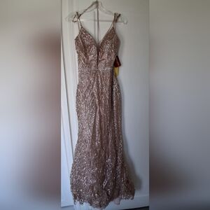 May Queen Mauve Gold Sequin Dress